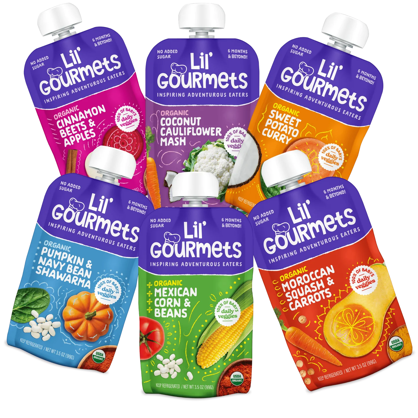 Lil’ Gourmets Unveils New Pouch Design for Globally Inspired Veggie-First Meals