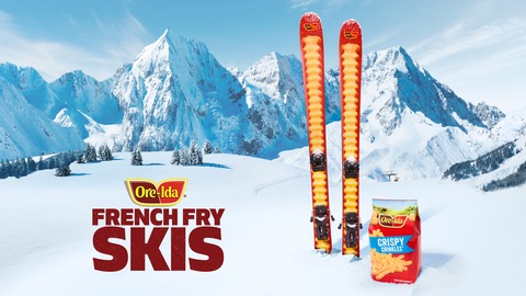Ore-Ida Brings Its Iconic Fries from the Freezer Aisle to the Frozen Slopes with Limited-Edition Fry-Inspired Skis